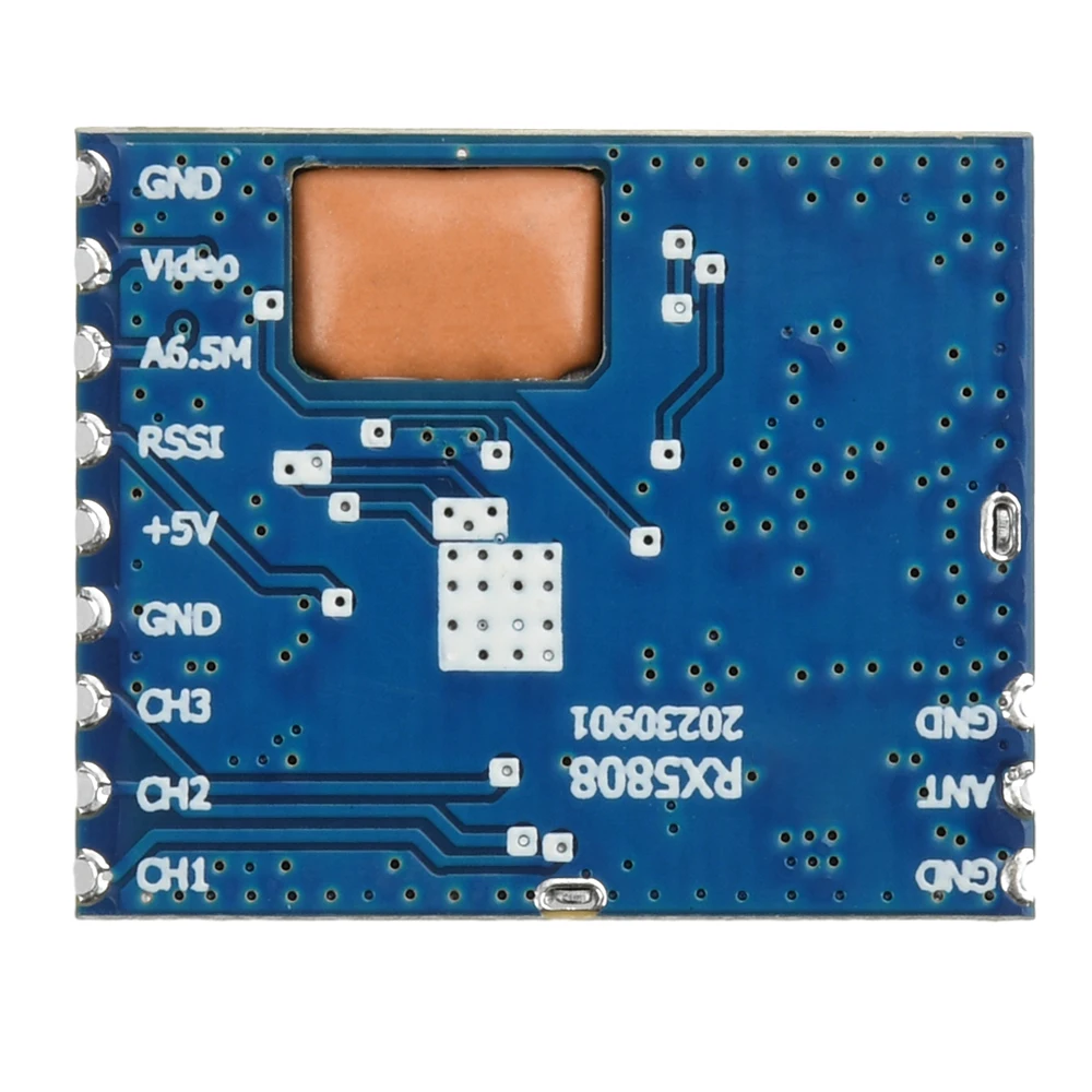 Module récepteur RX5808 5.8GHz FPV avec audio, présenté avec une antenne pour drone