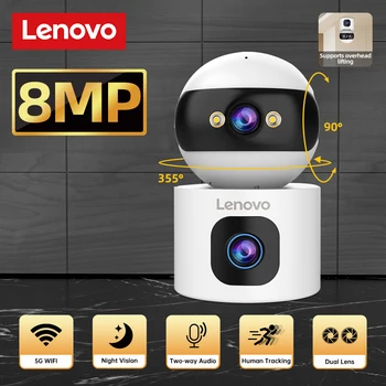Lenovo 8MP HD Telecamera IP Dual Lens Baby Monitor Zoom 5X Visione notturna a colori Monitoraggio automatico umano Video Smart Home Camera