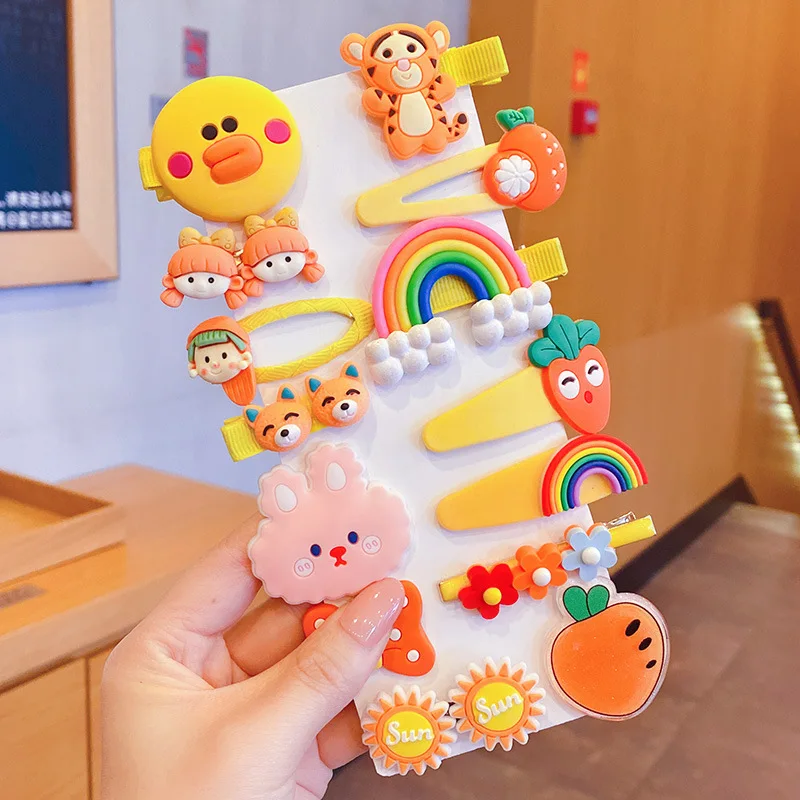 1 Set Children Cute Cartoon Flower Fruit Rubber Bands Hairpins Girls Lovely Hair Clips Kids Hair Bands Accessories Gift hair clips