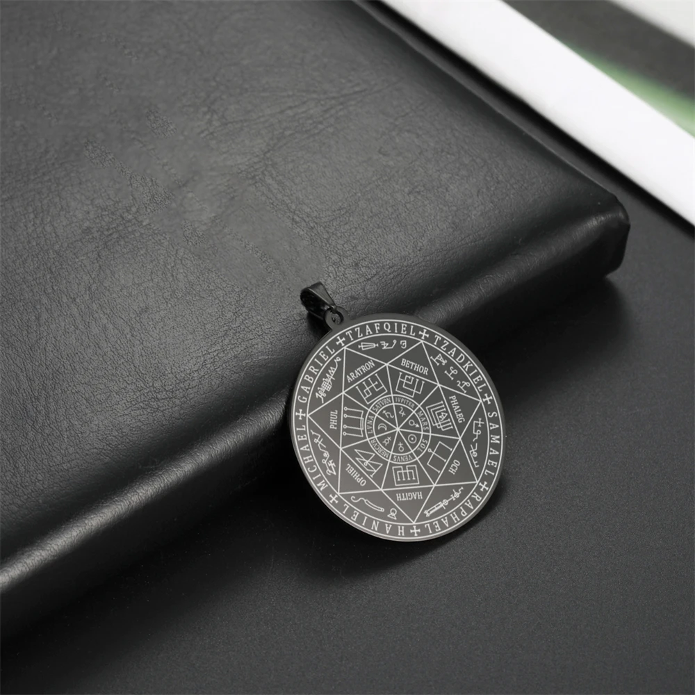 Stainless Steel Seven Archangels Sigil Charms - Vintage Amulet Jewelry Accessories for DIY Necklaces and Keychains