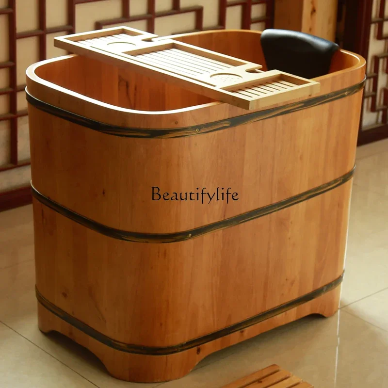 

Oak Wooden Barrel Bath Bucket Bath Barrel Adult Small Apartment Solid Wood Bathtub
