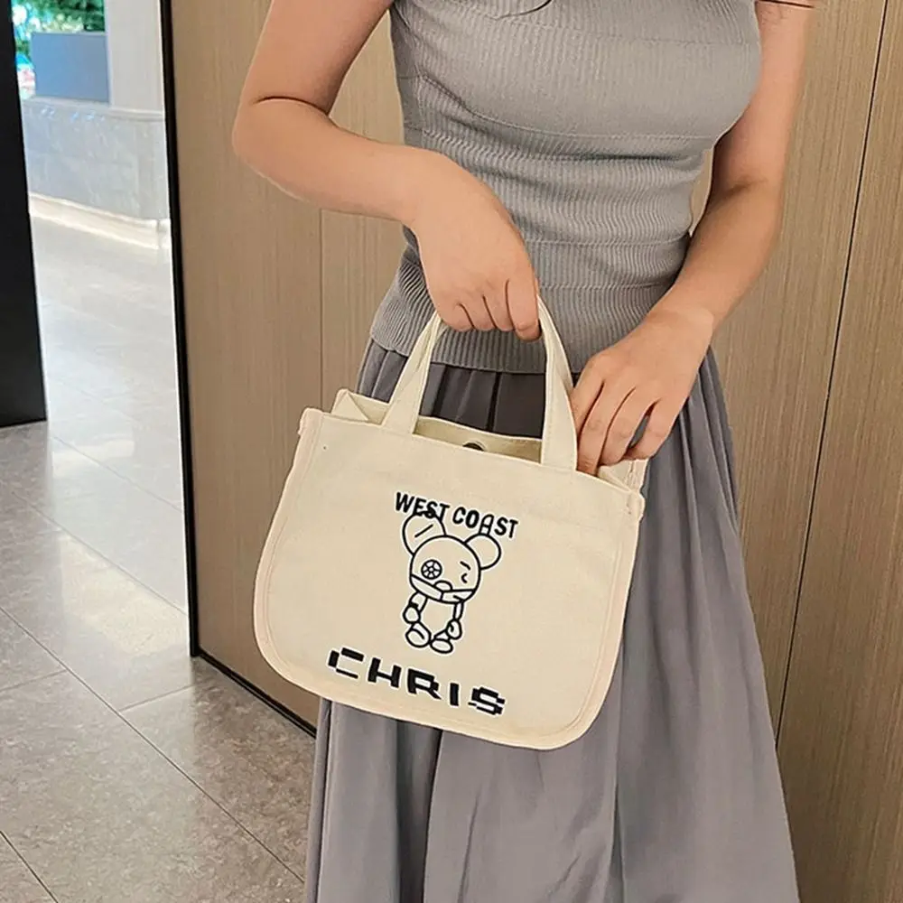 

Простая повседневная портативная Холщовая Сумка с медведем, подходящая ко всему Женская Холщовая Сумка с надписью, дорожная сумка-тоут