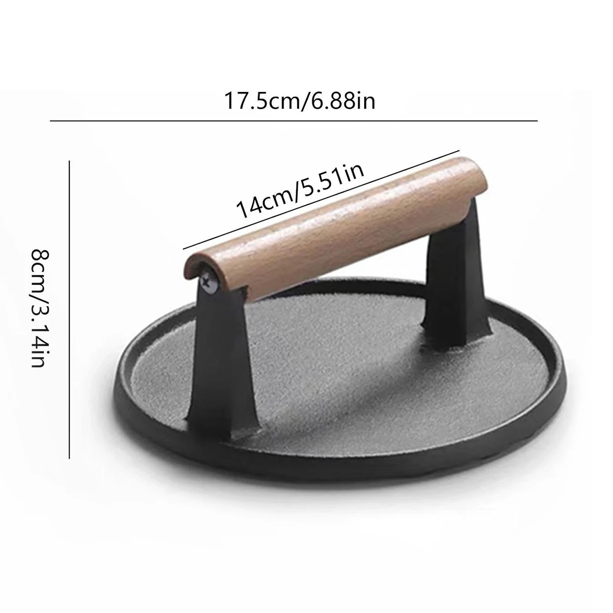 Cast Iron Meat Pressure Plate Teppanyaki Plate For BBQ,Steak Press With Wooden Handle,Grill Fried Barbecue Household Outdoors