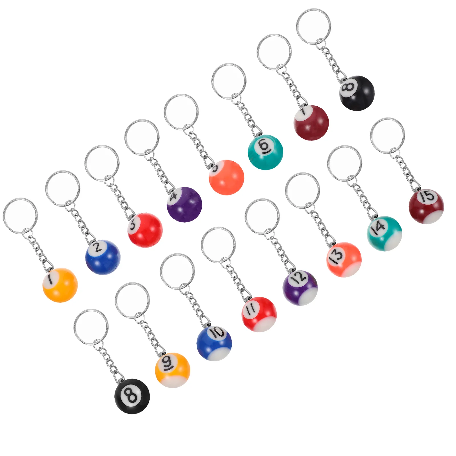 

16 Pcs Billiards Keychain Sports Keychains Metal Accessories Small Decors Themed Alloy Match Keepsakes Miss Car