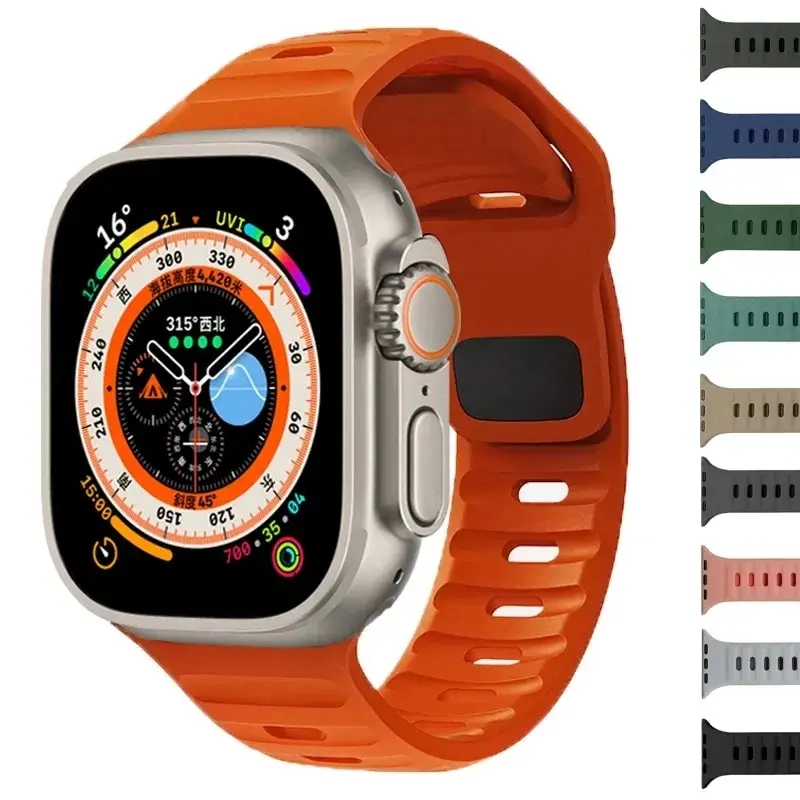 Soft Silicone Bands For Apple Watch Band Ultra 49mm 44mm 45mm 42mm 41mm 42mm 38mm Sport Watchband IWatch Serises 8 7 6 5 4 3 SE