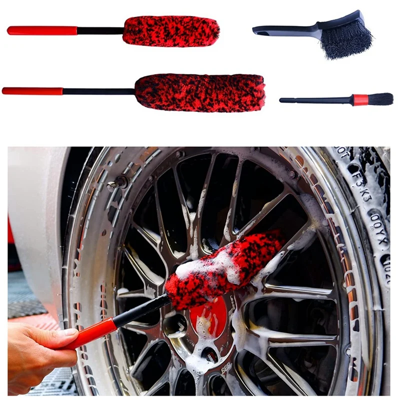 

Wheel Brush Wheel Brush Kit For Cleaning Wheel And Tire, Soft Wheel Cleaning Brush, Detailing Brush And Stiff Tire Brush