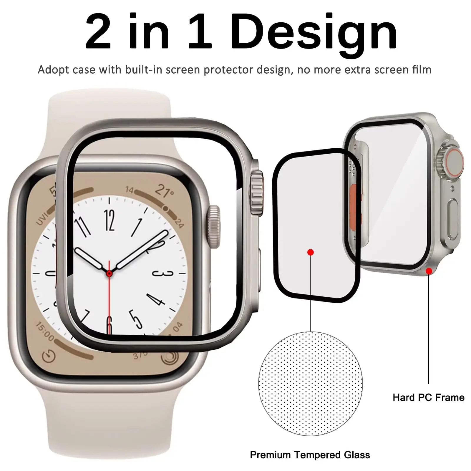 Premium Tempered Glass Screen Protector Case for Apple Watch with Ultra 3 PC Cover - Enhanced Durability & Protection