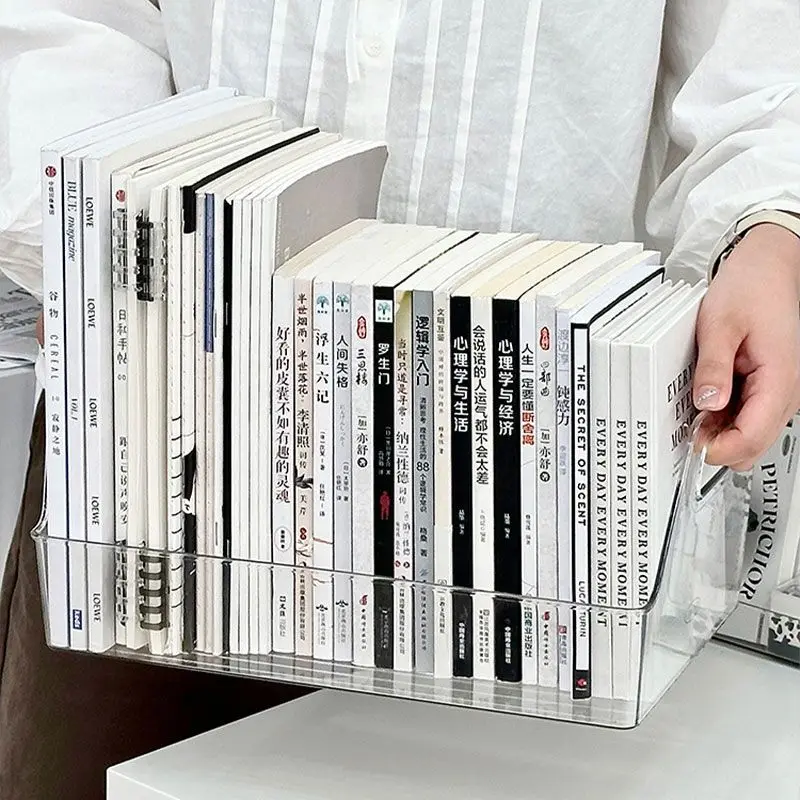 Transparent And Minimalist Magazine Storage And Organization Shelf Desktop Bookshelf Dust-Proof Storage Book Box For Writer