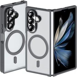 Magnetic Translucent Slim Rugged Case with Wireless Charging and Raised Camera Bezel for Galaxy Z Fold 8 Ultra (GRAY)
