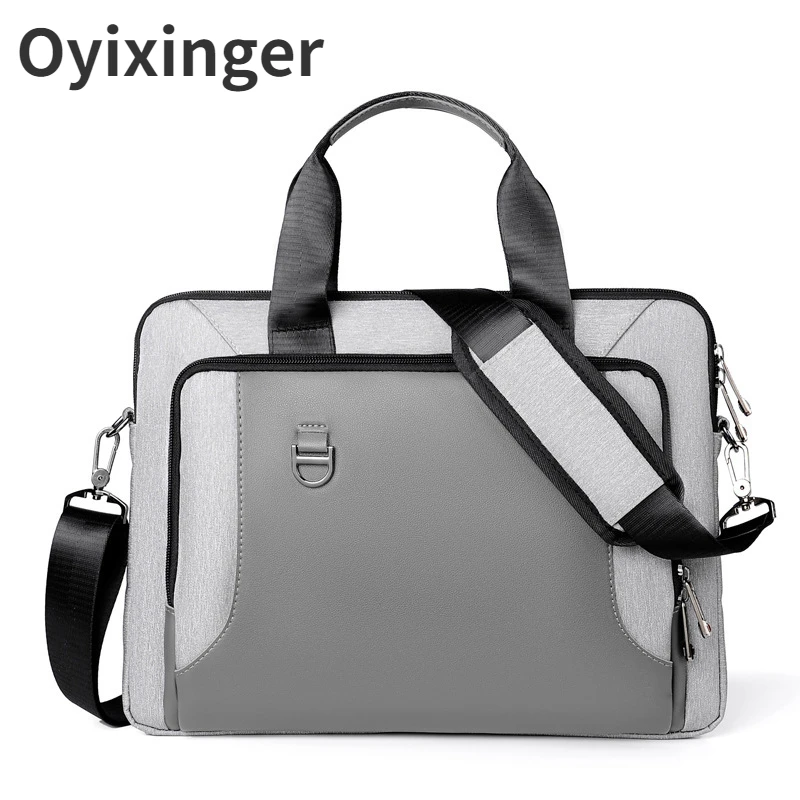 

OYIXINGER PU Leather Men Briefcase Laptop Bags For 14 15.6 17.3 Inch Macbook Air ASUS Lenovo Dell HP Work Briefcases Handbags