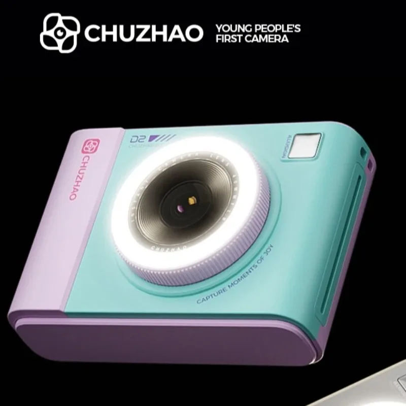 【Thriving】 CHUZHAO D2 Instant Camera Mini Digital Camera capable of printing color photos Bluetooth Girl's Cute Mini 2.8 inch Subli.