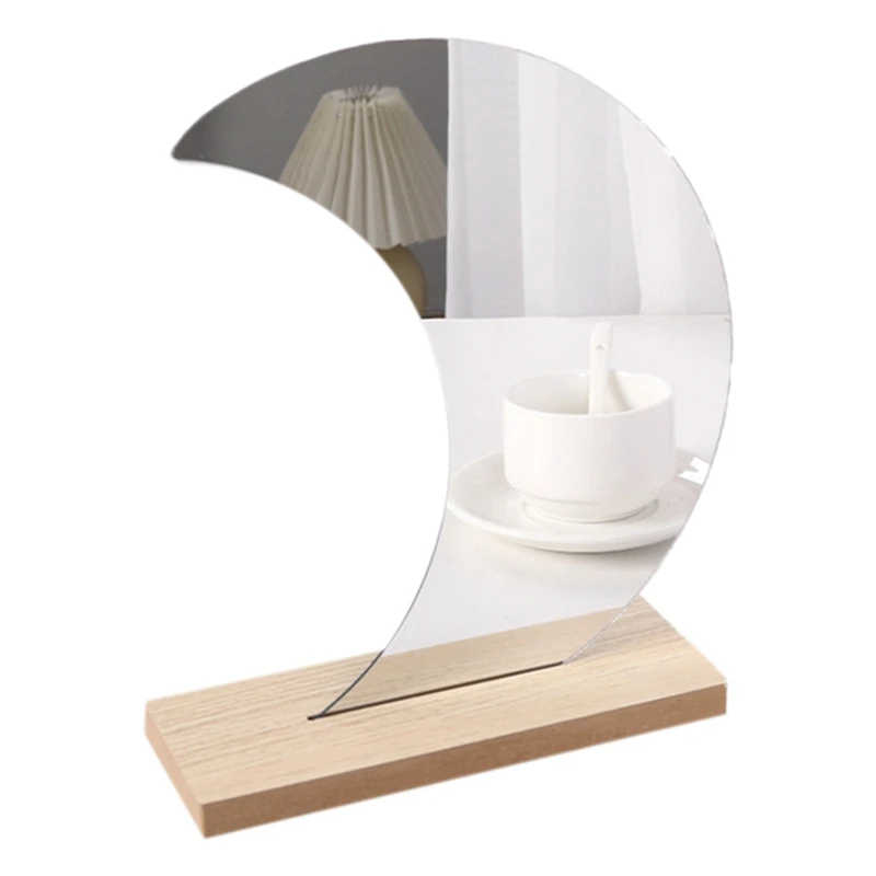 

Korean Style Makeup Mirror Ins Acrylic Decorative Mirror Wooden Base Cosmetic Beauty Tools
