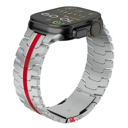 Premium Titanium Metal Strap - Stainless Steel Bracelet for Series 11 10 46mm (Titanium Red)