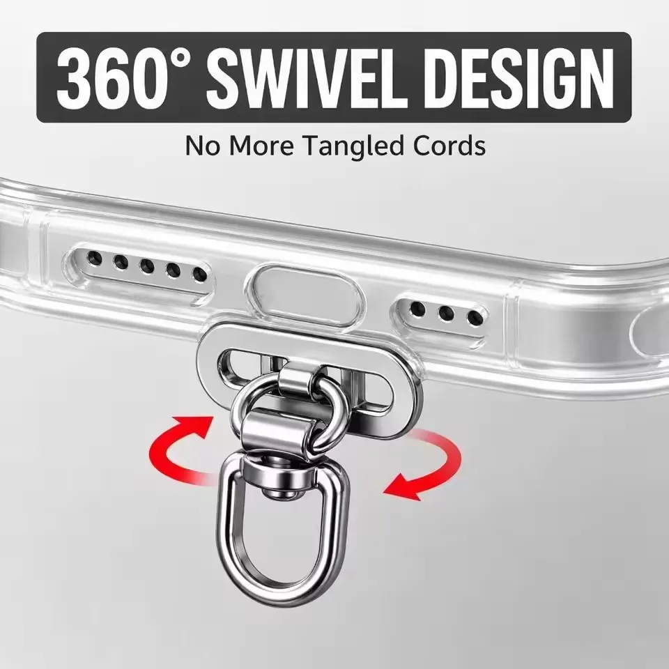 Rotatable Steel Phone Tether Tabs - Mini Lanyard Patch Connector Piece