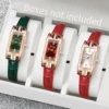 3pcs/Set Women's Style Quartz Watch Fashionable Rectangular dial Leather Quartz Watch 1