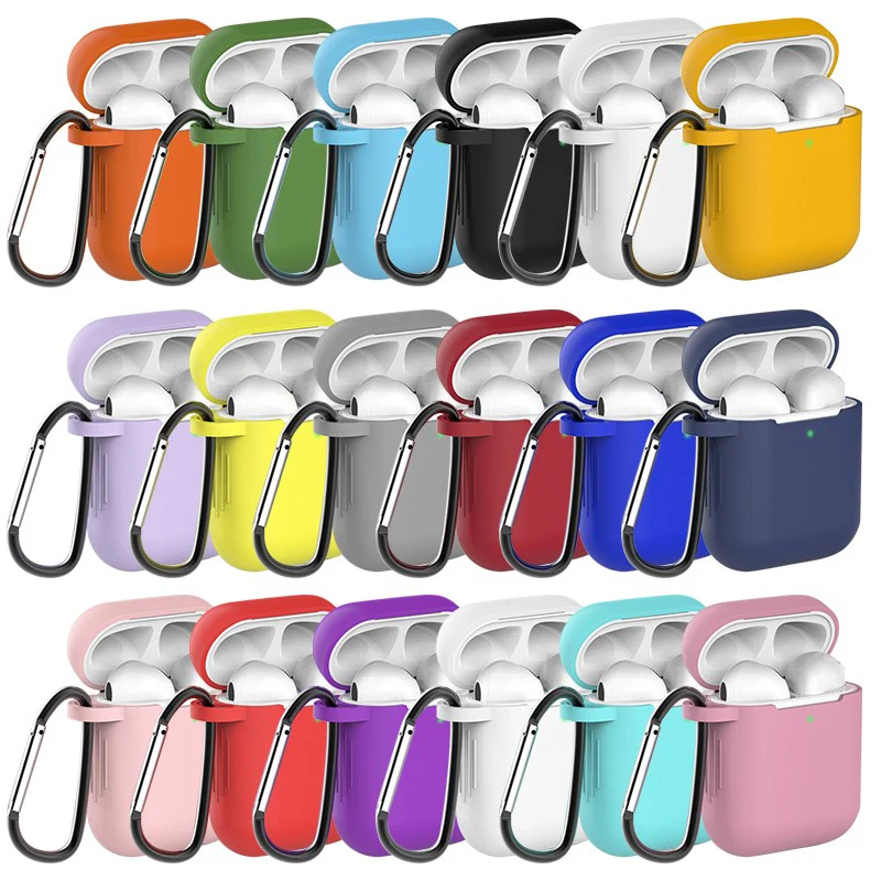 

Силиконовые чехлы для наушников Airpods 2-го поколения, противоударный корпус, беспроводные наушники, защитная коробка для Apple AirPods 1 2 с крючком