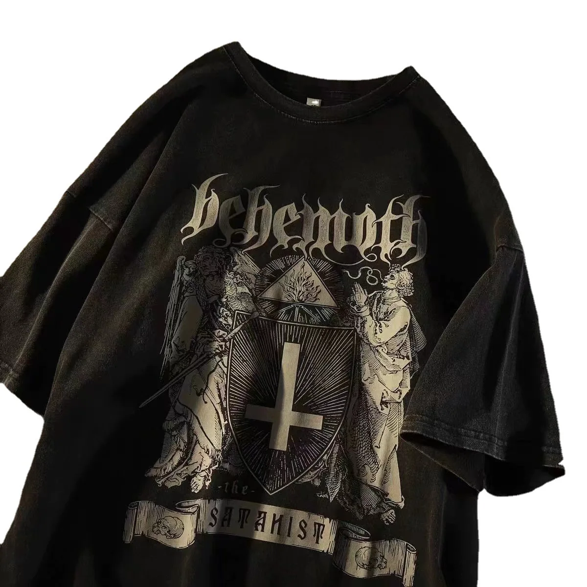 Men T Shirt Demon Print Anime Gothic Oversized T Shirt Short Sleeve Tee ...