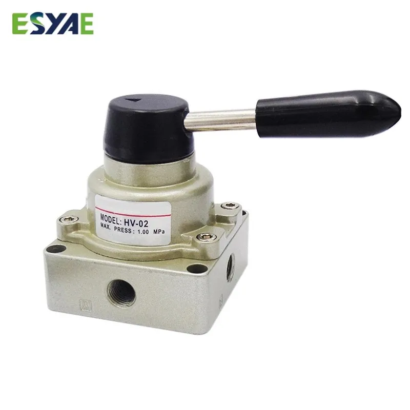 

Free shipping HV-02 HV-03 HV-04 4 Rotary Manual Control Port 3 Position 1/4" 3/8" 1/2" BSPT Hand Operated Pneumatic Valve