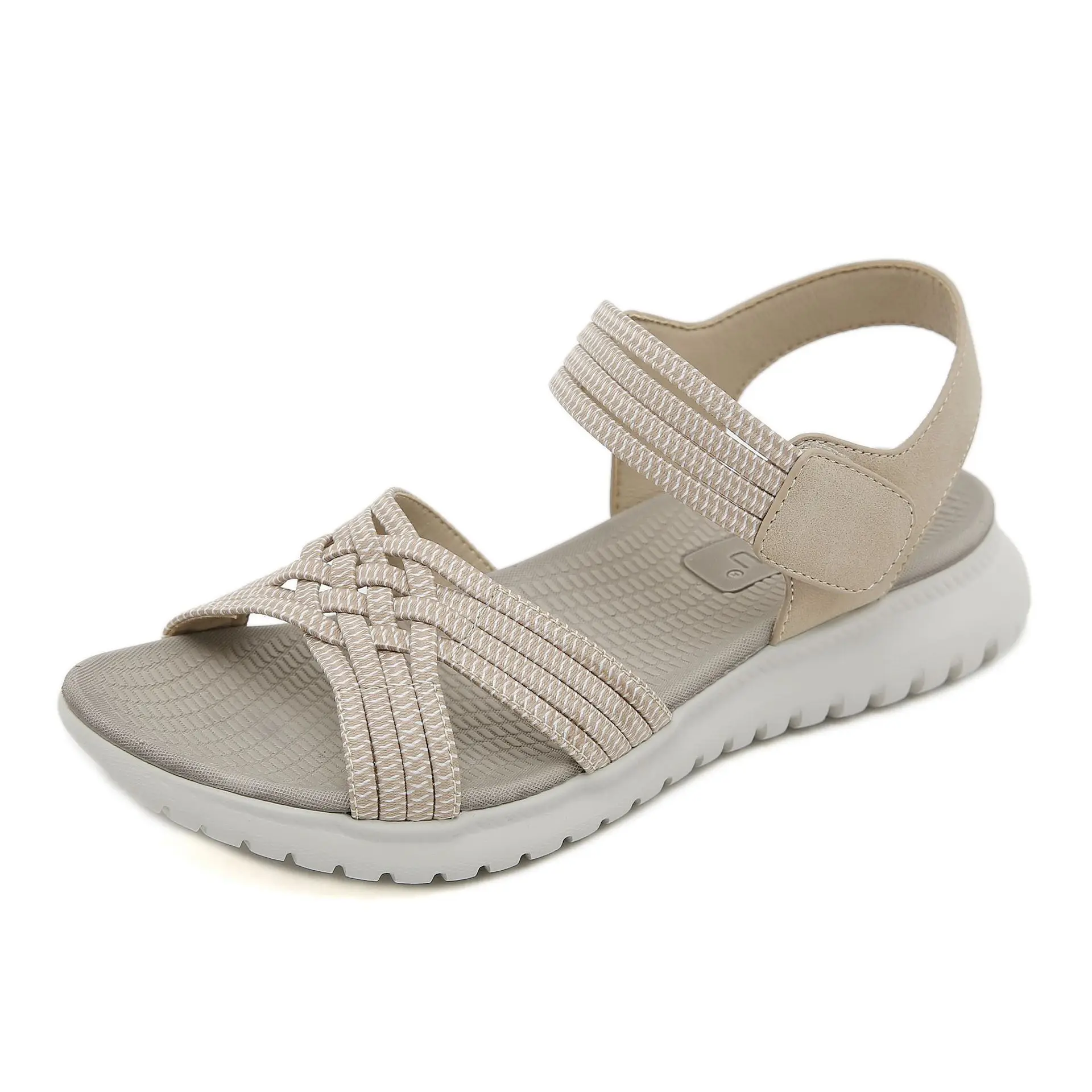 Women's Sandals Summer 2024 Casual Non-Slip PU Light Comfort Elastic Soft MD 4cm Platform Wedges High Heels Beach Shoes Woman
