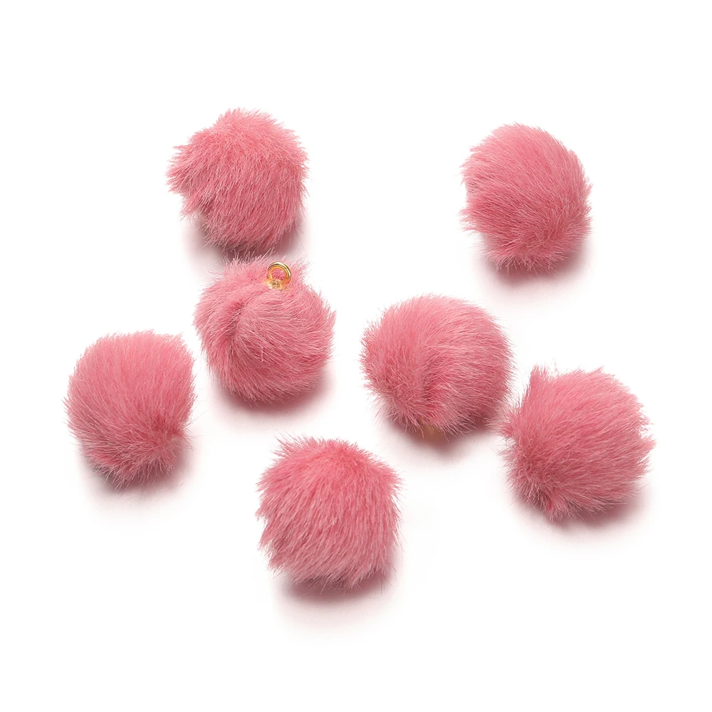 10 stücke 17mm Plüsch Fell bedeckt Ball Perlen Charms Pompon Perlen Anhänger für DIY Ohrring Tasche Schlüssel bund Anhänger Schmuck Herstellung Lieferungen – Detail 7