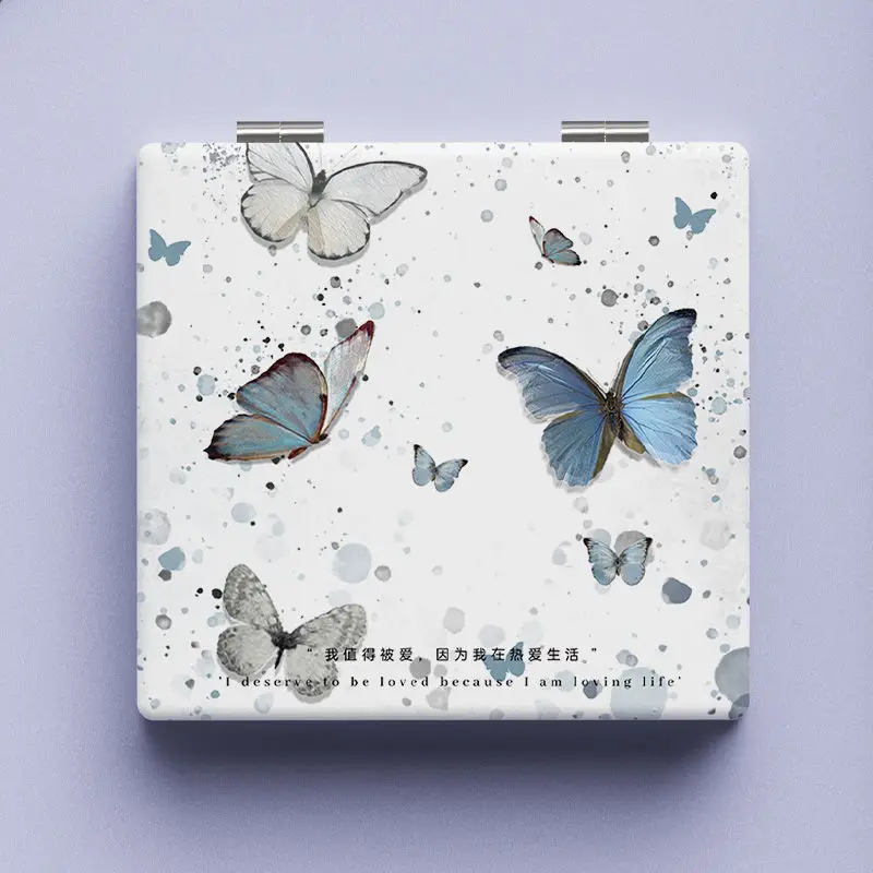 Cold style art butterfly hand-held mirror mini double-sided folding portable makeup mirror