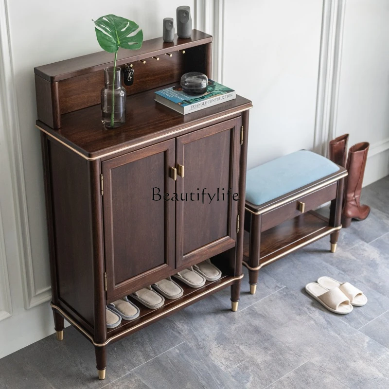

Solid Wood American Light Luxury Entrance Cabinet New Chinese Style Home Foyer Partition