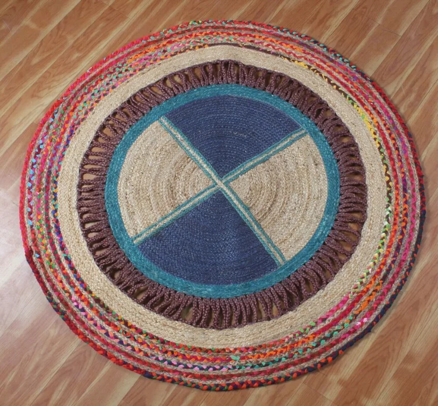 

Round Area Rug 100% Jute Rustic Look Braided Style Indoor Rug Carpet Doormat Rug Bedroom Decor