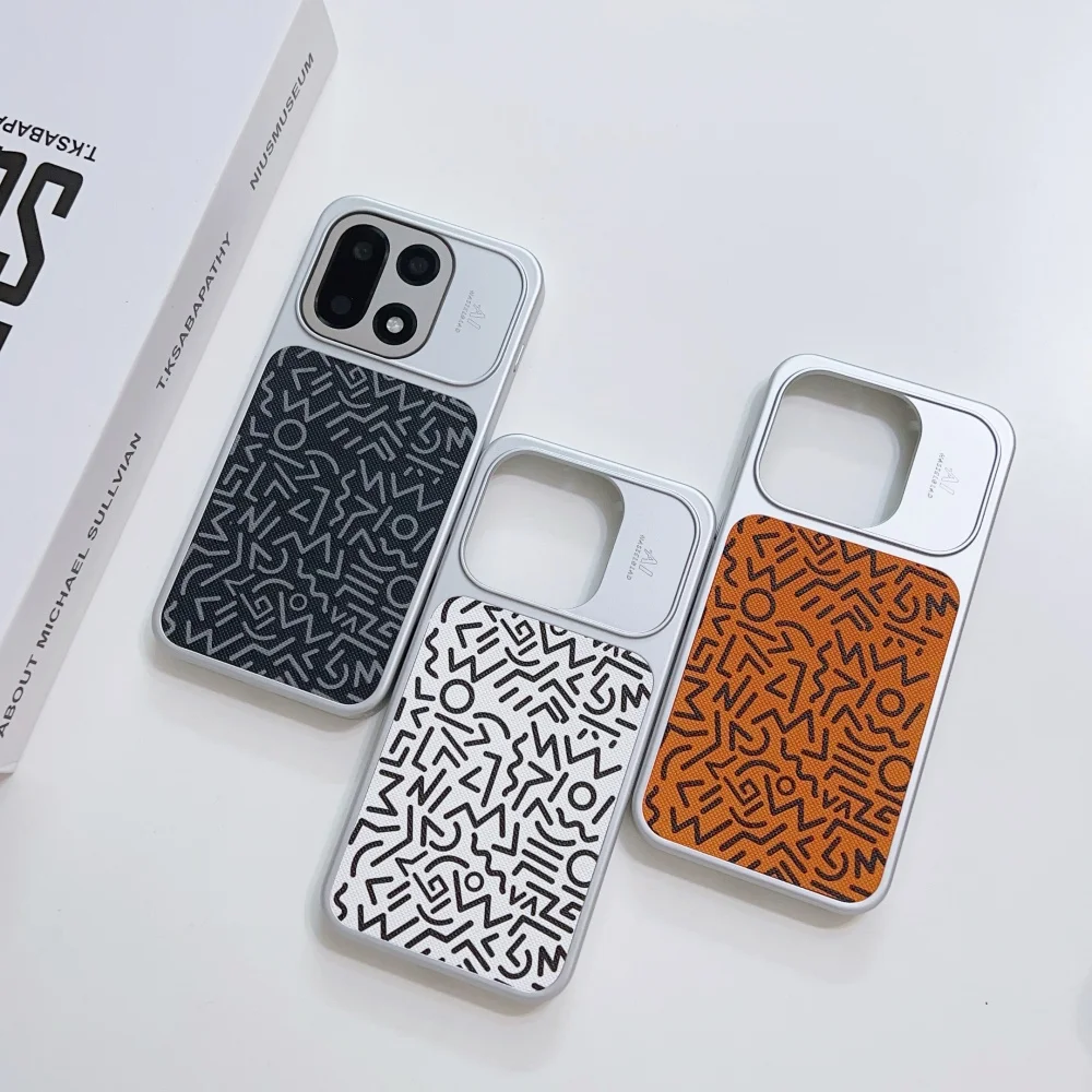 Graffiti Painted Leather Phone Case with Magnetic Wireless Charging and Shockproof Protection