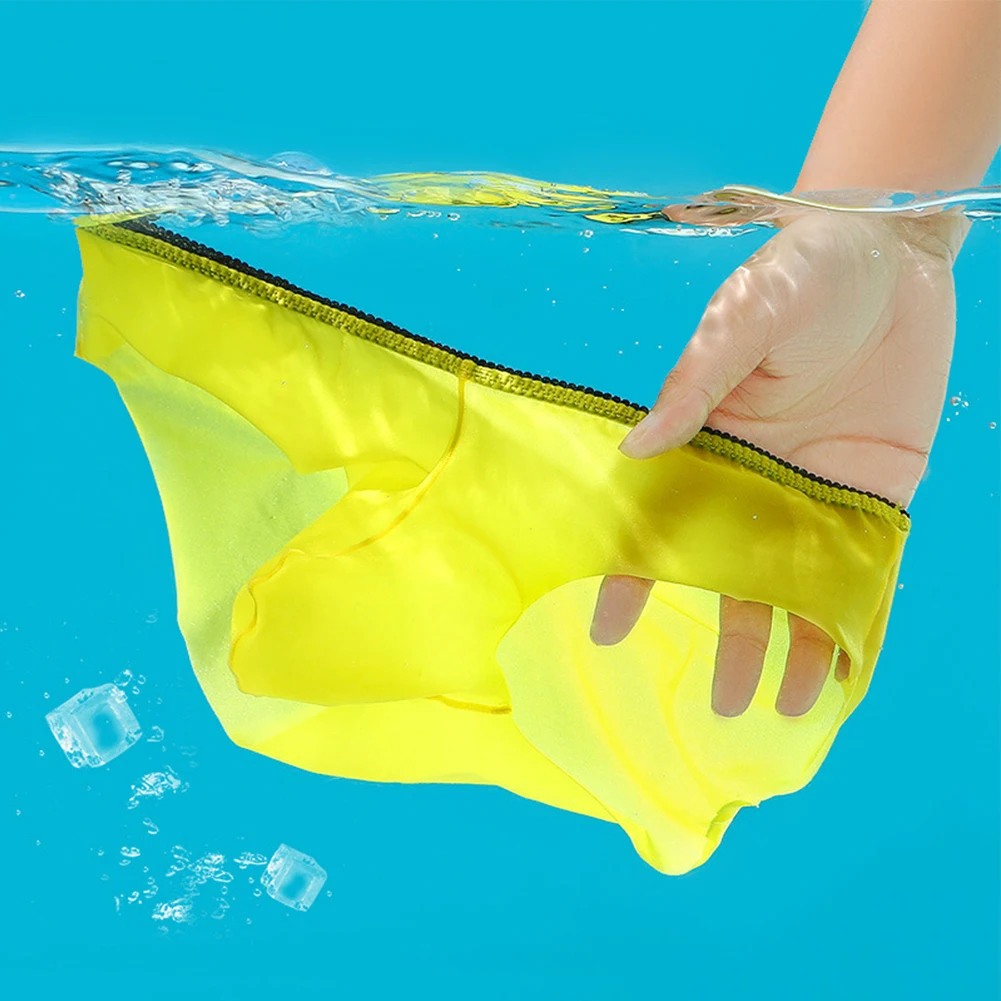 

Mens Ice Silk Briefs Sexy Seamless Panties Pouch Soft Breathable Underwear Knickers Ultra-thin Cool Male Underpants