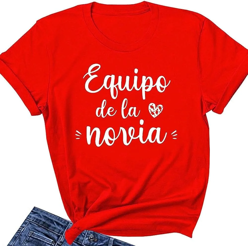 De la novia t shirt frauen spanisch boda espanol hochzeit t-shirt team braut evjf bachelor ette party hen party t shirt xx001