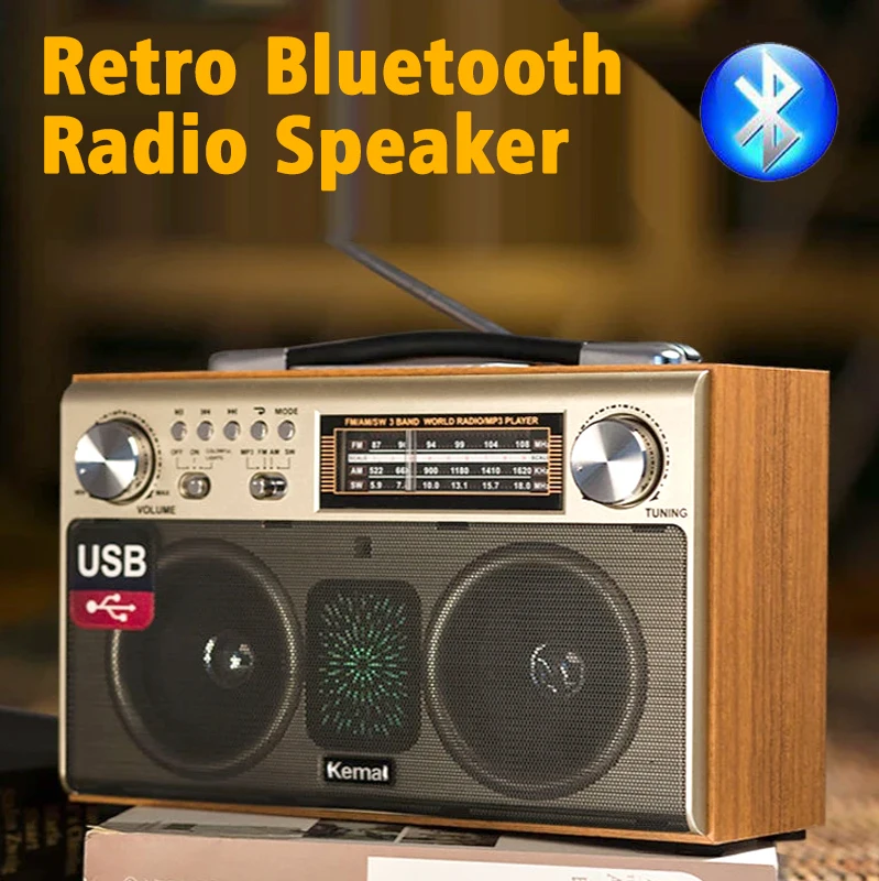 Compre Altavoz Retro De Radio Bluetooth Con Sonido Grande, Radio