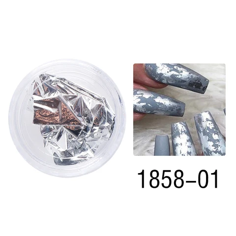 Box Gold Glitter Flakes Irregular Aluminum Foil Sequins For Nails Chrome Powder Winter Manicure Nail Art Decorations LY1858-1