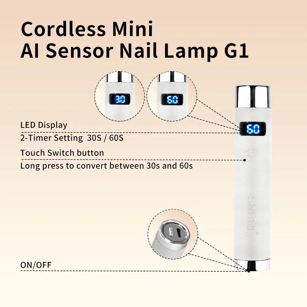 Mini UV LED Nail Lamp with Ai Sensor Desk Handhold Drying Lamp Cordless Portable Nail Dryer for Gel Nails Manicure Salon Tools