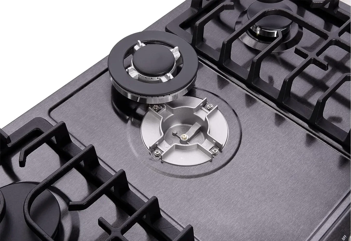 30 Inch LPG/NG Gas Cooktop Dual Fuel 5 Sealed Brass Burner Stainless Steel Hob 110V AC pulse Ignition Stainless Steel 3