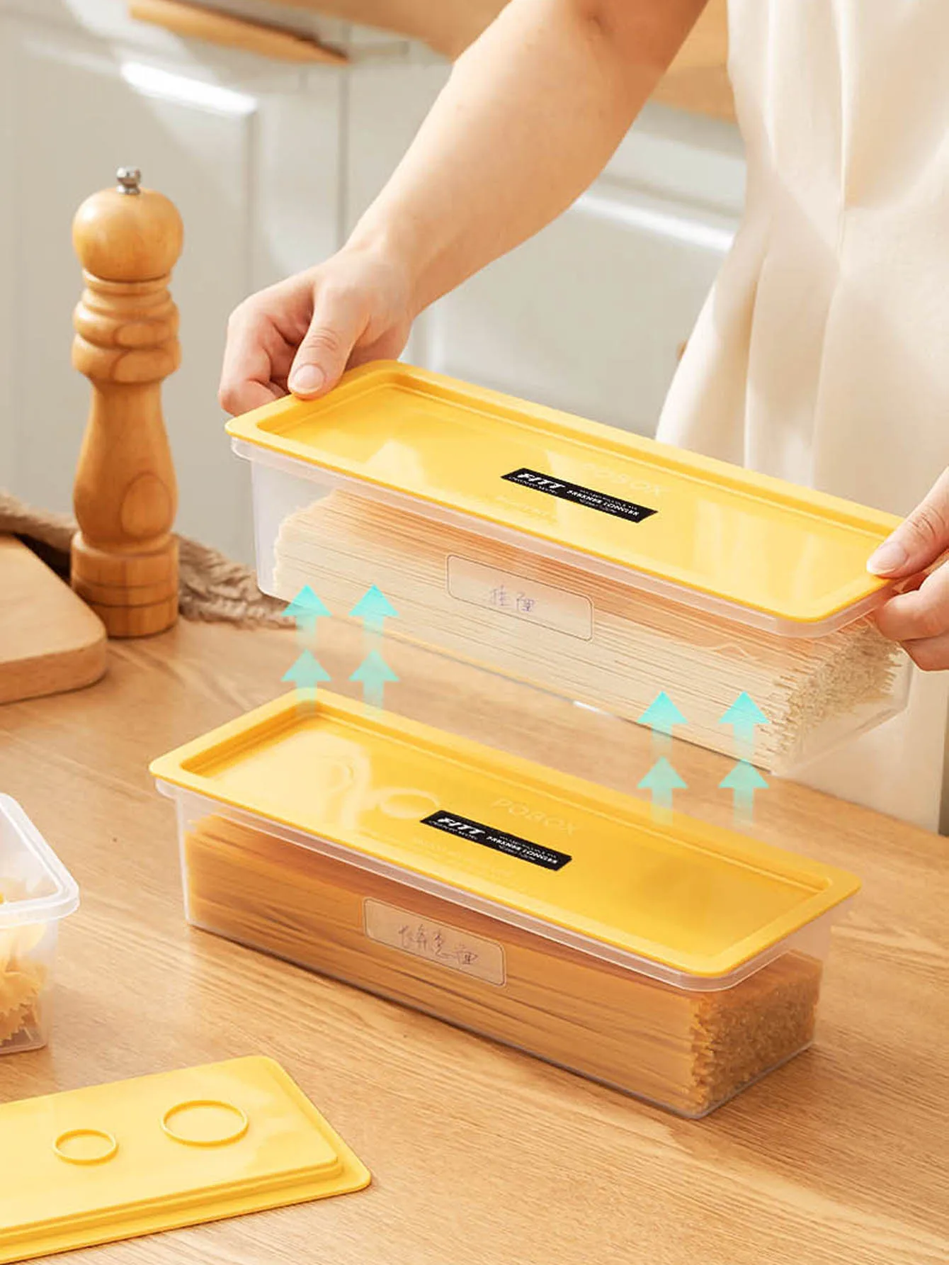 Sealed Kitchen Noodle Spaghetti Container Refrigerator Fresh-Keeping Storage Box Plastic Reusable Refrigerator Organizer Boxes 3