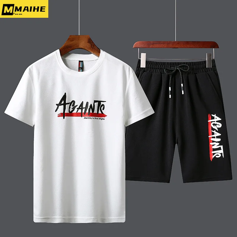 Men’s Tracksuit Summer Clothes Sportswear Two Piece Set T Shirt Shorts Brand Track Clothing Male Sweatsuit Sports Suits Husband