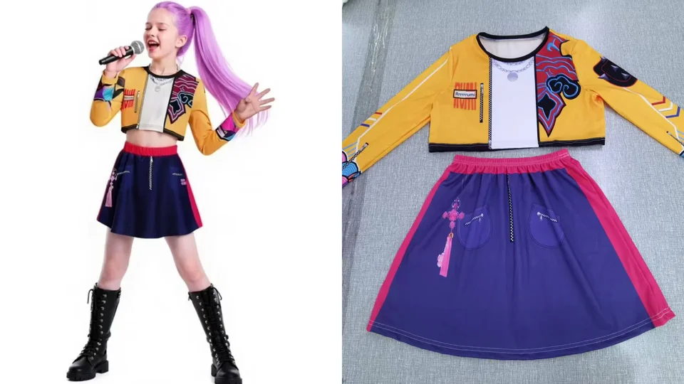Costume Cosplay Pop Hunters Pour Fille | Taille 110 à 140 | Pour Halloween, Carnaval, Spectacle | En Polyester