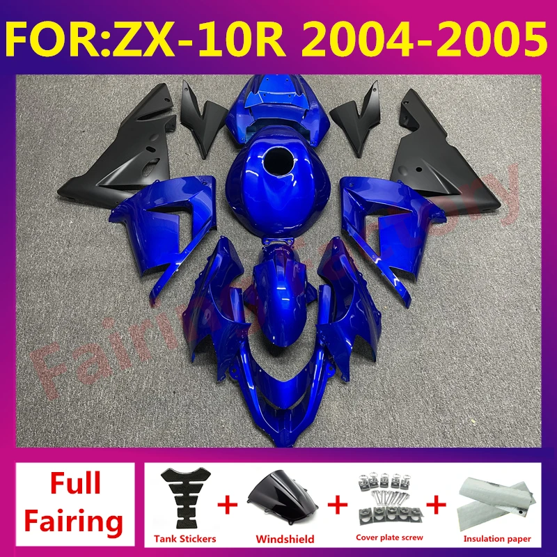 

For Kawasaki Ninja ZX10R ZX 10R ZX-10R 2004 2005 Motorcycle Fairing Kit ABS Injection mold kits Accessories zxmt set blue black