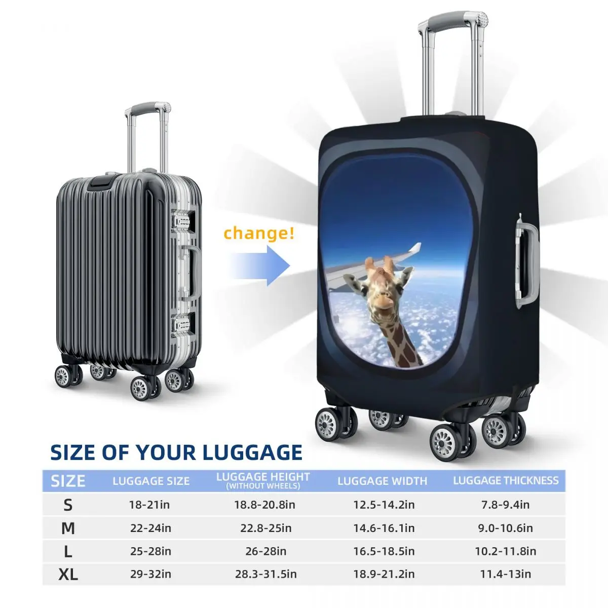 Giraffe Suitcase Cover Funny Travel Holiday Business Practical Luggage Supplies Protection 6