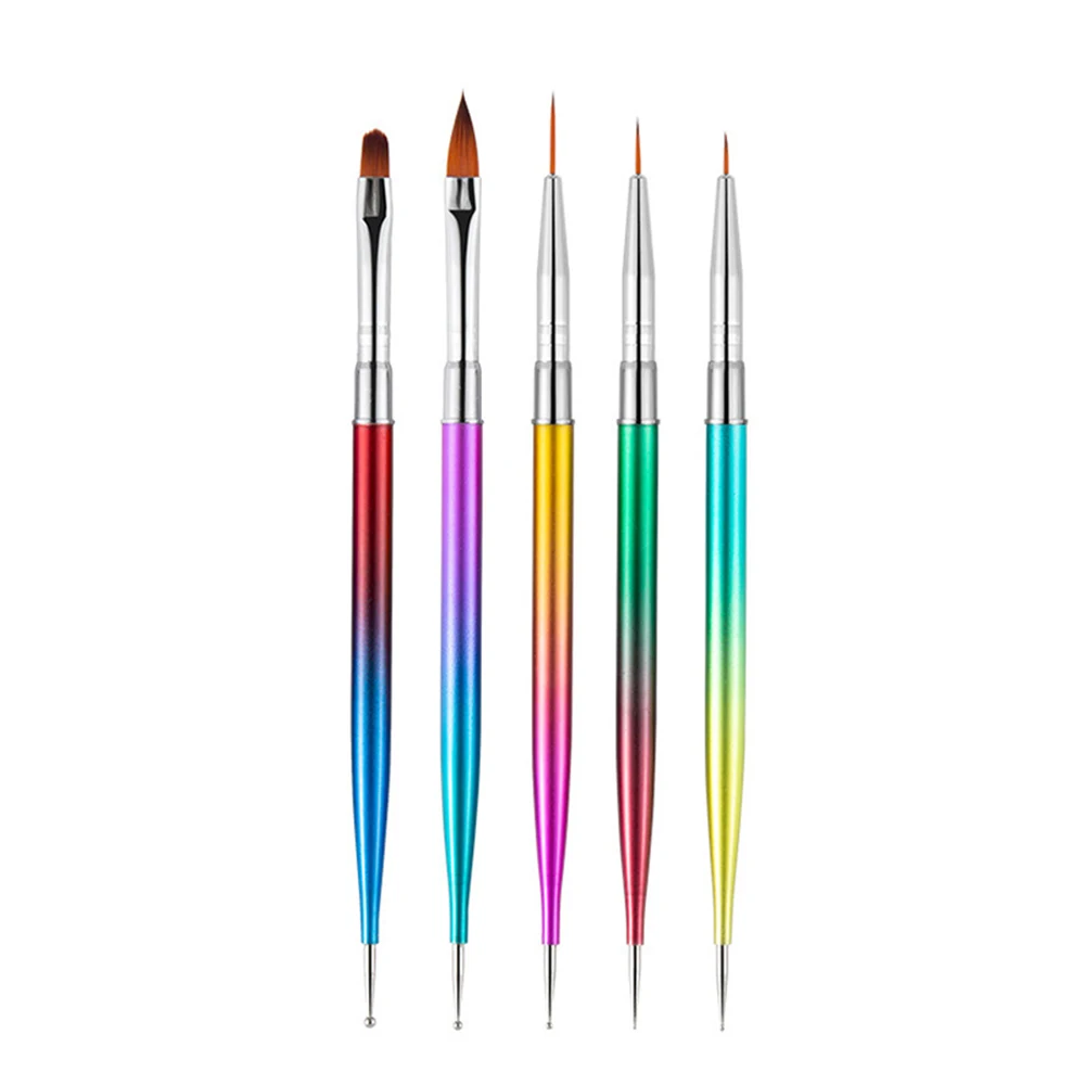 Double Head Nail Art Brushes Dotting Pen Multi-functional Gel Polish Liner Design Tools Carved Brush 7-15mm Line Detail Pen 5