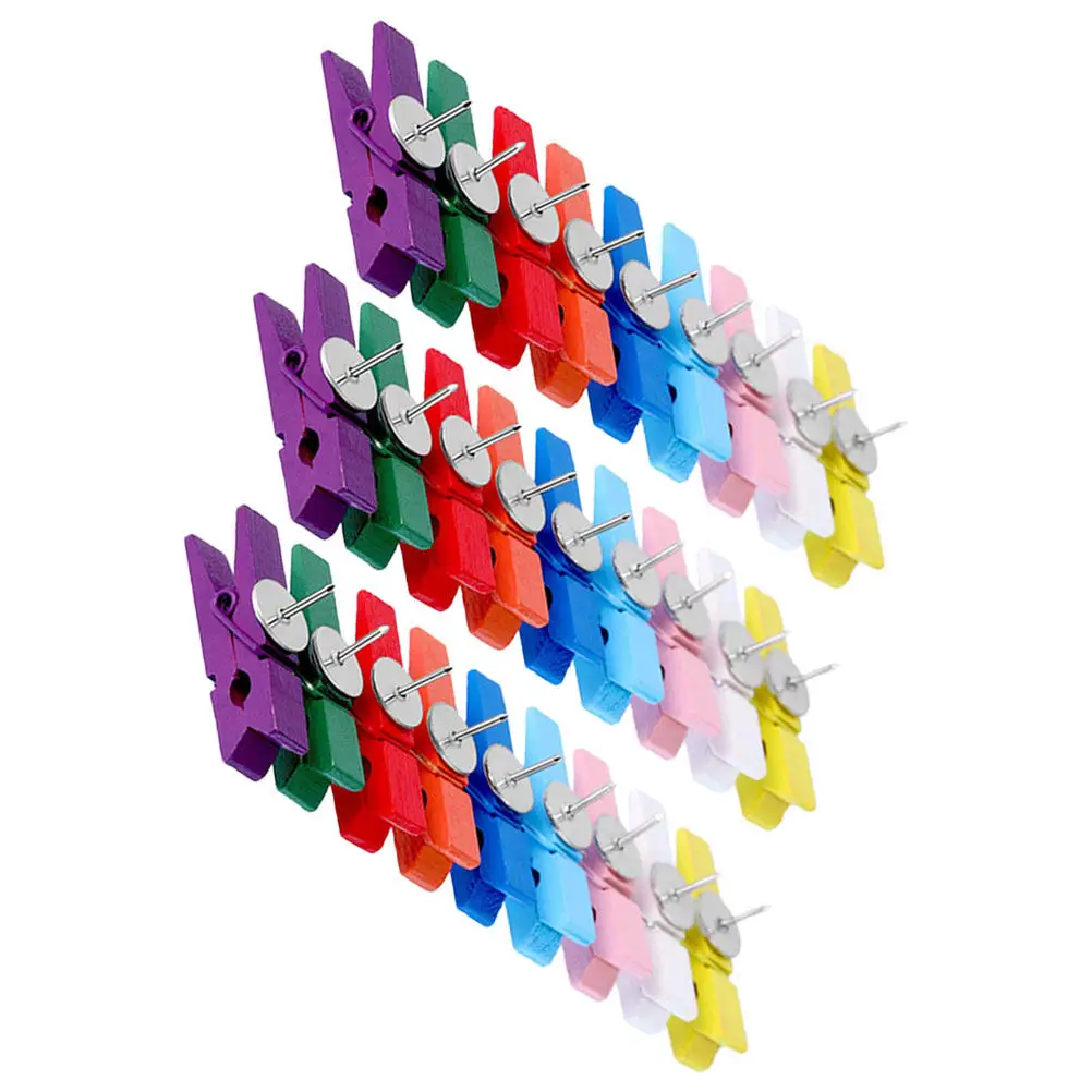 50Pcs 클립 기능이 있는 작은 나무 압정, 코르크 보드, 메모, 아트워크, 사무실, 가정, 학교용 장식 사진 디스플레이 핀