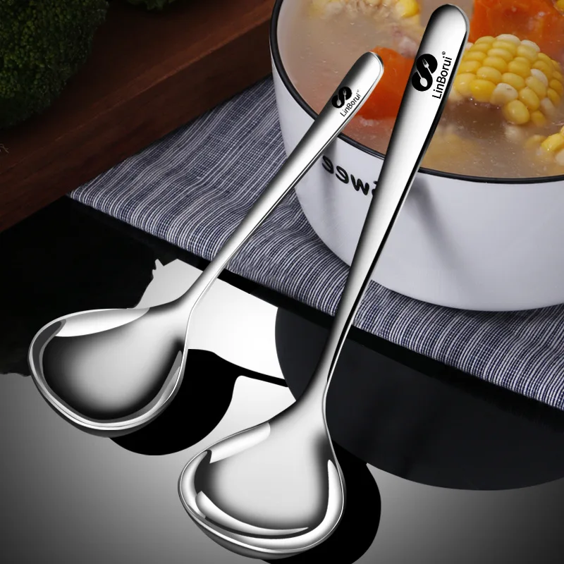 

304 stainless steel spoon household spoon multi-functional sauce spoon one-piece thickening and deepening big spoon