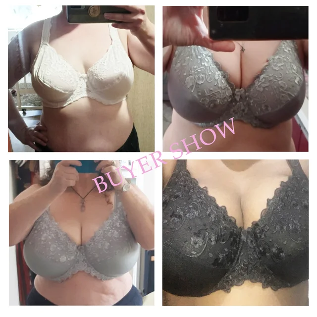 Bra Women Bras Women's Underwear Thin Underwired Bra Gray Big Size Top 36  38 40 42