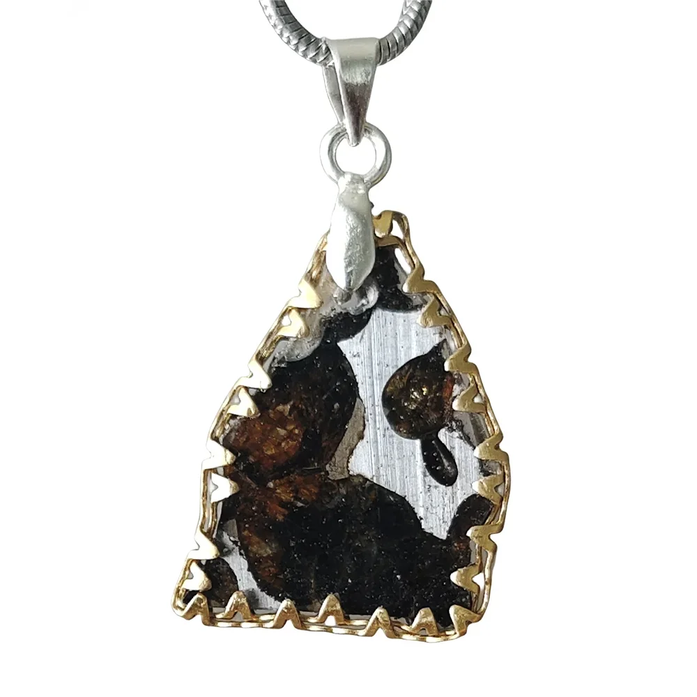 

Sericho Kenya Olive Meteorite Pendant Olive Meteorite Necklace Natural Meteorite Material Jewelry - CB165
