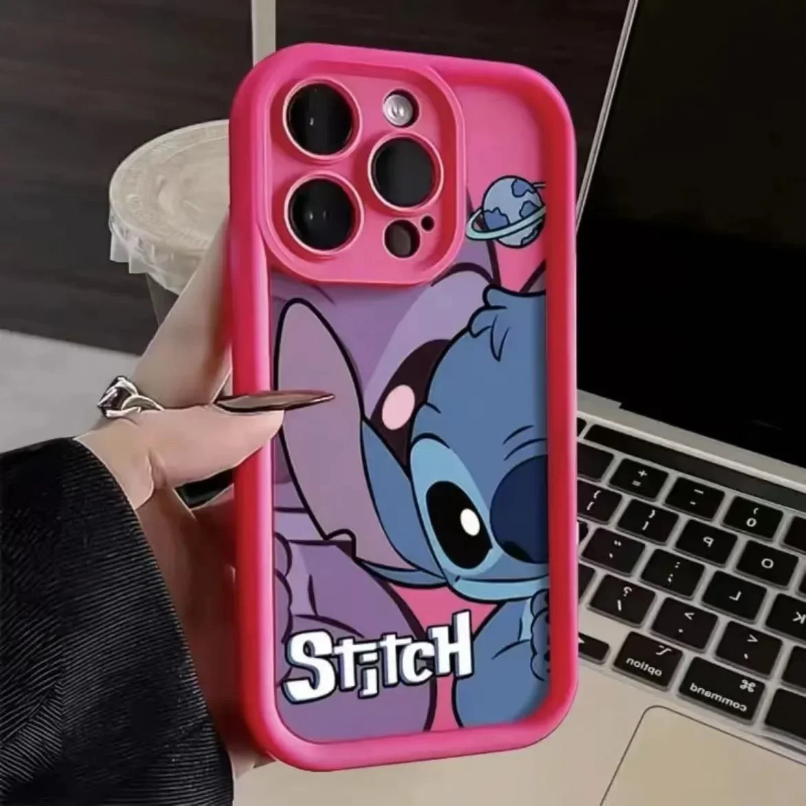 thumbnail image 1 of Funda de silicona de Disney Stitch para iPhone, carcasa suave a prueba de golpes para modelos 14, 11, 12, 13, 15 Pro Max, X, XR, XS Max, 8, 7, 15 Plus, SE 2020, 1 of 5