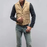 Men's Suit Lapel Single -breasted Steam Punk Suede Solid Sleeveless Jacket Retro Denim Western Handsome Fashion Casual Vest 2023 1