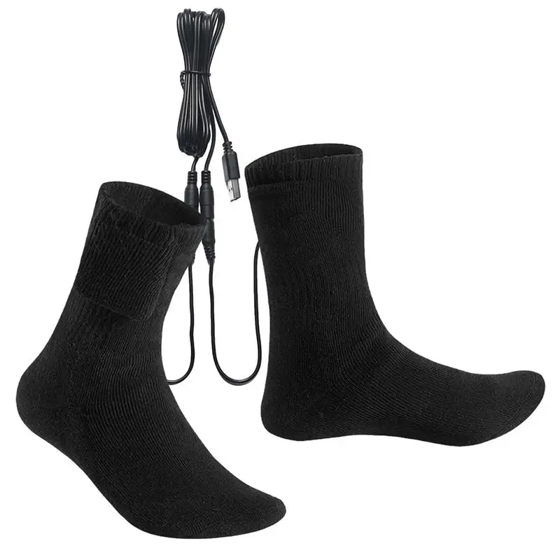 Heated Socks Rechargeable USB Electric Heated Socks Warm Cotton Sock Long Stocking 5V Fast Heating Winter Warmth Supplies Unisex