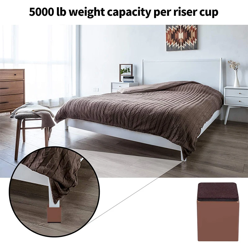 2pcs Bed Risers, Heavy Duty Furniture Raisers Height Lifters