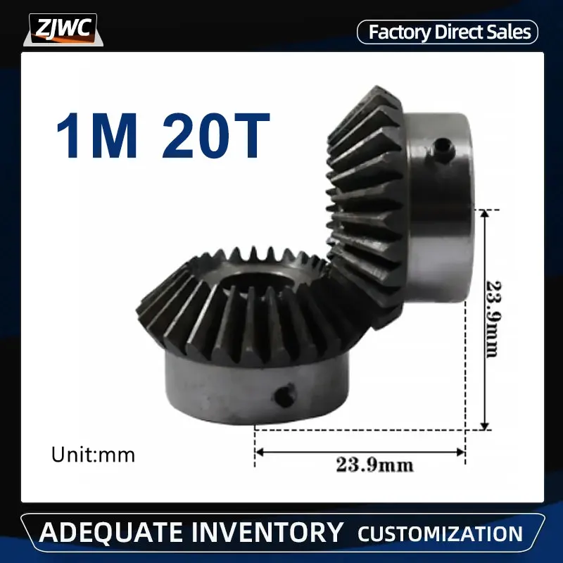 Transmission Gear 2pcs 1 Modulus 20 Teeth 1M 20T Bevel Gears Inner Hole 5mm 6mm 7mm 8mm Gear 90 Degree Transmission For Model Car Modification DIY