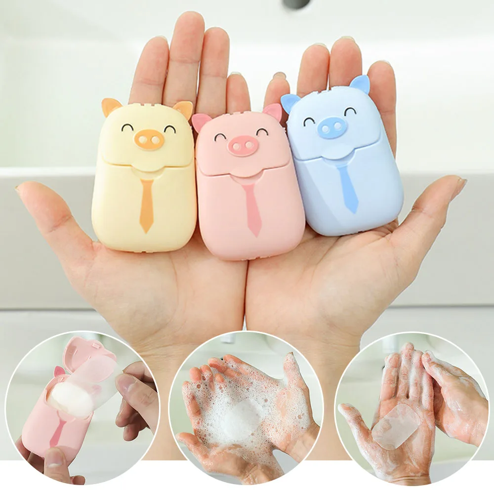 

1 Box Disposable Paper Soap Portable Hand Washing Cartoon Scented Slice Sheets For Travel Camping Body Cleansers Mini Soap Paper